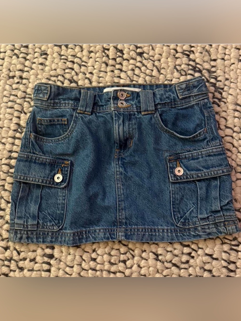 Bershka Dark Blue Denim Cargo Skirt